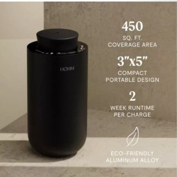 Essential Oil Diffuser by HOHM Portable & Waterless in BLACK NEW (MSRP $100) - Picture 6 of 10